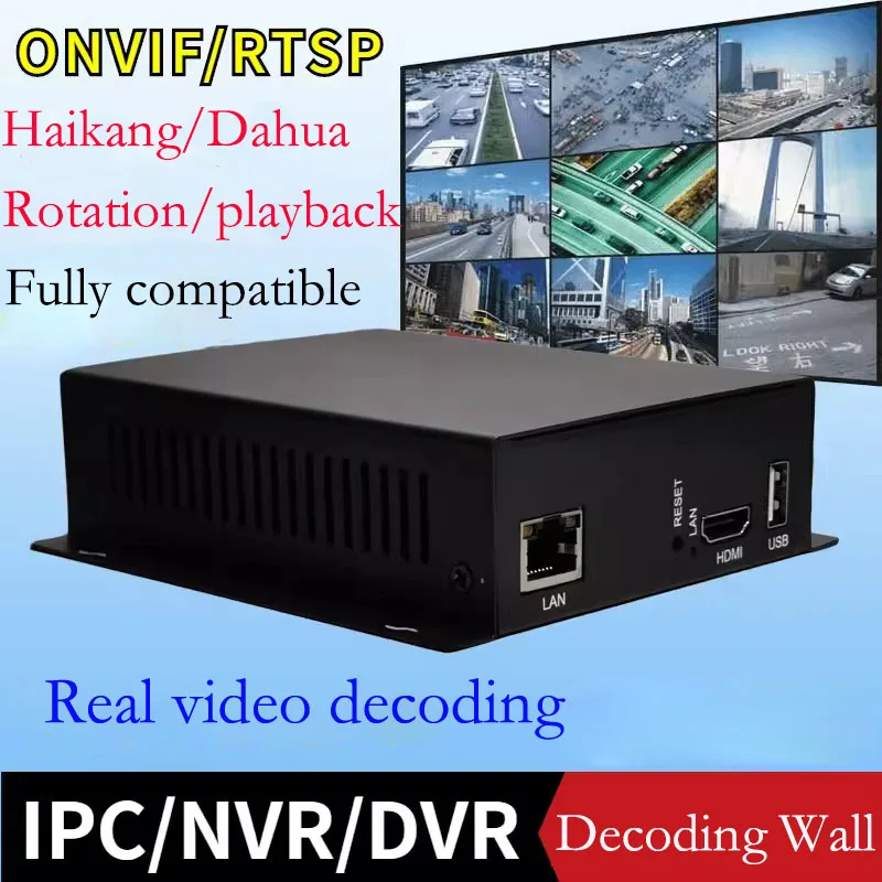 

H.265/H.264 Network Video Decoder HDMI HD 1080P ONVIF Decoder with USB Decoding RTSP 4K NVR/DVR/XVR Monitoring split screen