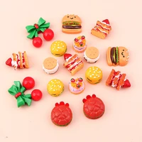 10pcs 3d cartoon mini simulated food hamburger charms flatback cabochon girls child kitchen toys diy nail phone findings