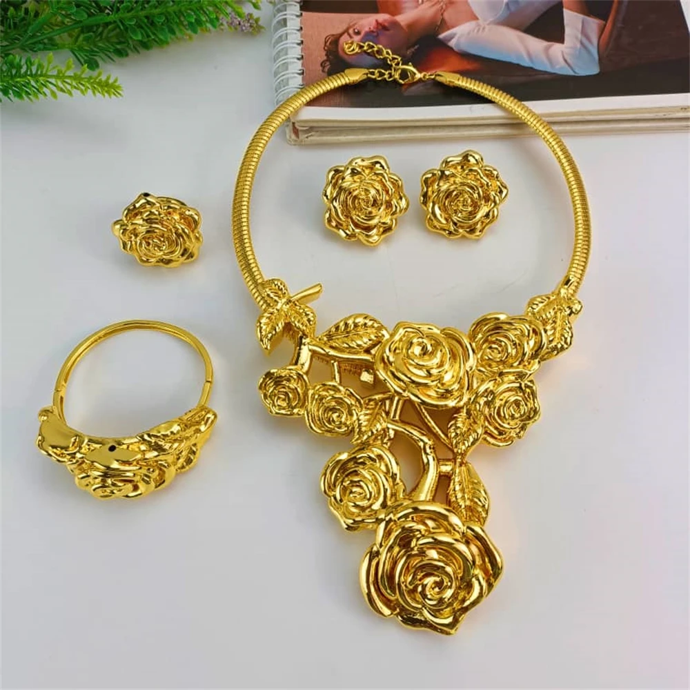 EMMA модное итальянское позолоченное ожерелье с большой подвеской в форме цветка