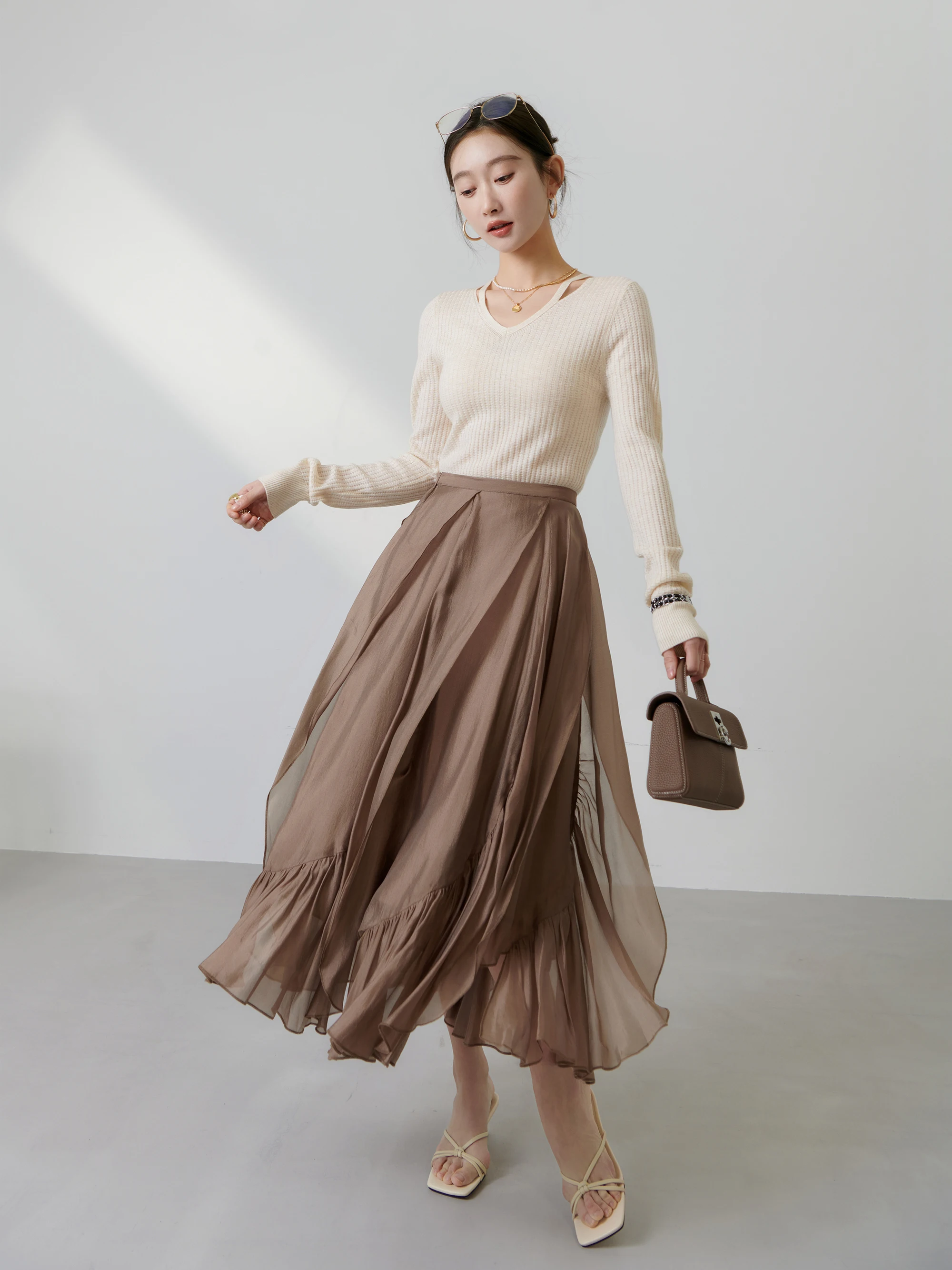 Тыквенная долина на складе [Youjinni] Флисовая импортная тканая текстура с v-образным