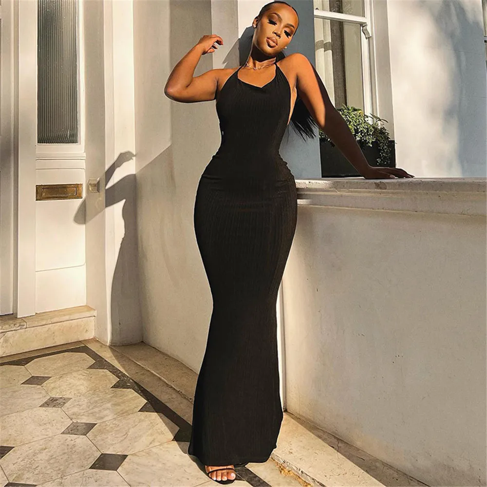 

Платье-макси с открытой спиной и шнуровкой, без рукавов