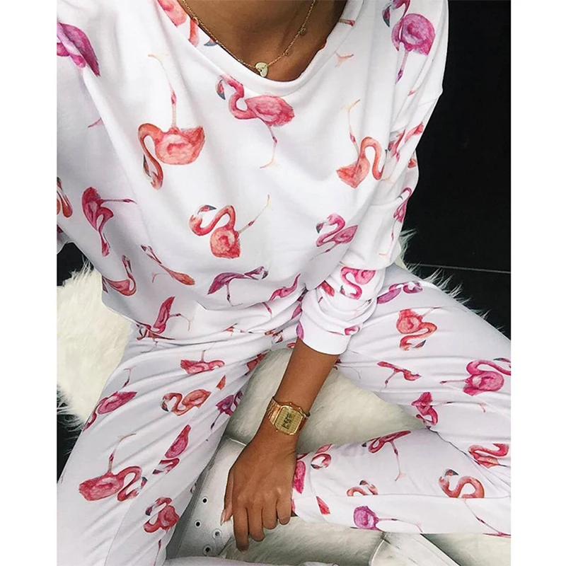 SURE YOU LIKE Spring/Summer Women Casual Loose Pajamas Sets Long Sleeve Trousers Print Homesuit Fashion Pajymas Lady Nightwear