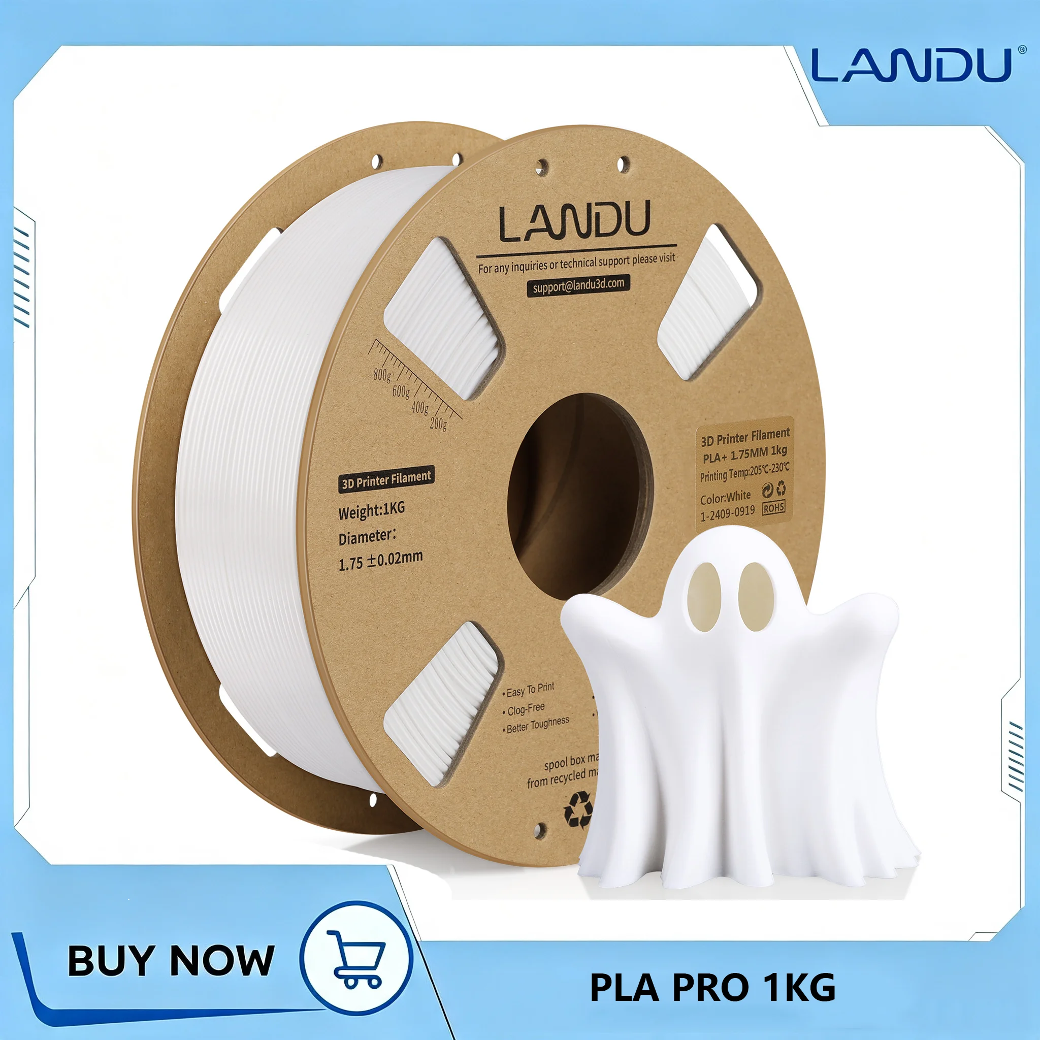 Фото Филамент LANDU PLA PRO для 3D-принтеров, высокоскоростной, аккуратно намотанный, без спутываний, 1.75 мм, 1 кг, для FDM 3D-печати №1