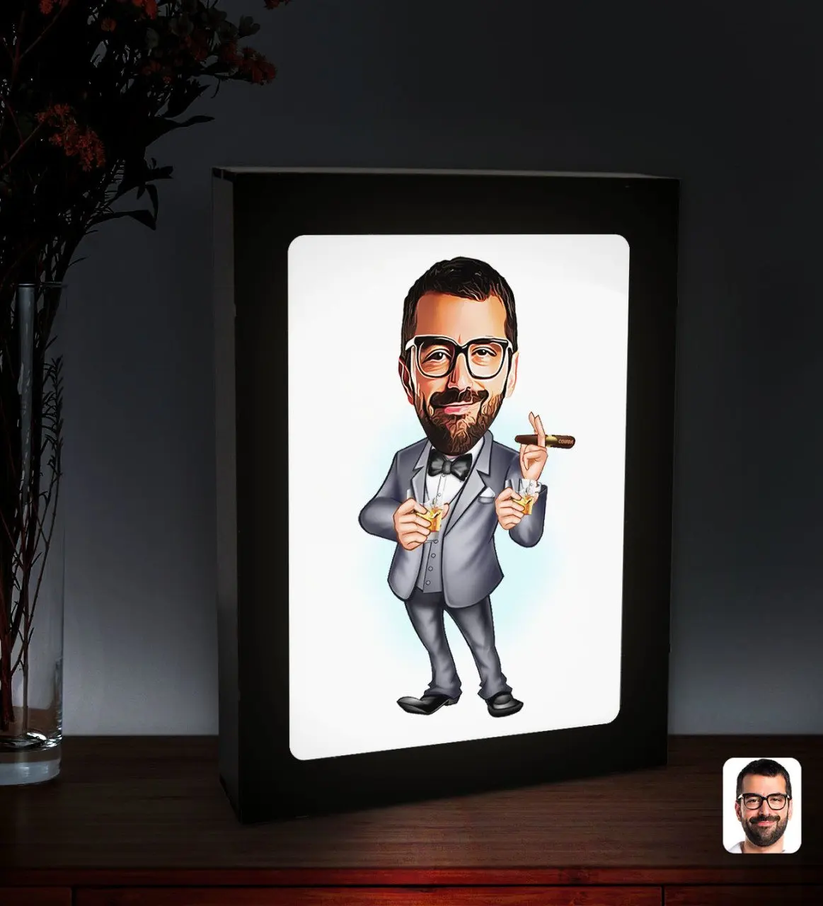 

Персонализированная карикатура со светодиодной подсветкой для мужчин Boss esi-3