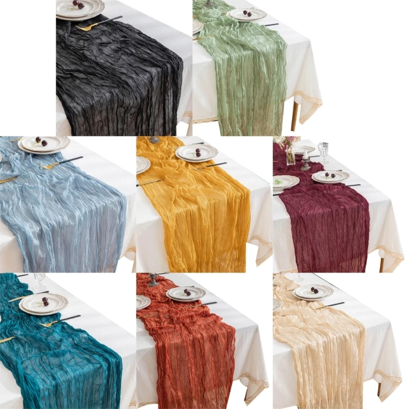 

C63B Sophisticated Pleated Table Cloth Table Runner for Formal Dinner Settings