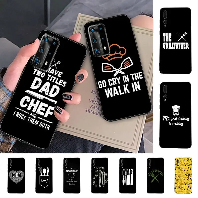 

Baking Cooking Utensils Chef Phone Case For Huawei P 8 9 10 20 30 40 50 Pro Lite Psmart Honor 10 lite 70 Mate 20lite
