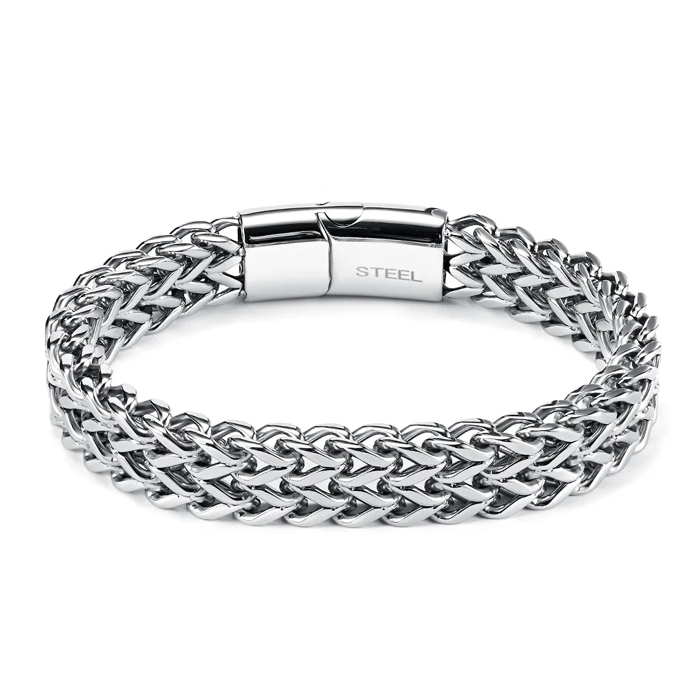 

Luxury Stainless Steel Bracelets Charm Magnetic Clasp Cuff Bangle Personality Jewelry Franco Chain Men's Event Bracelet