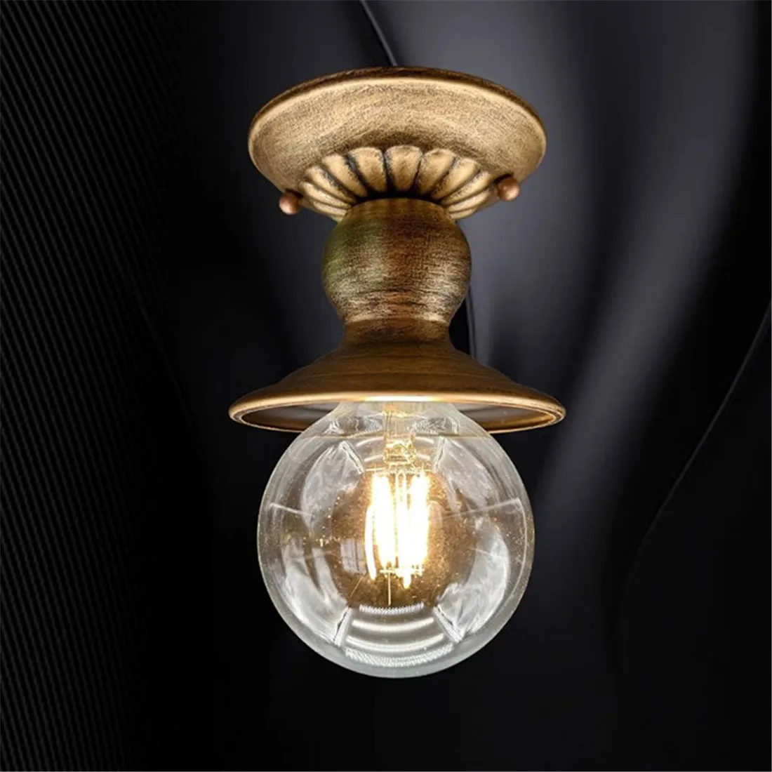 Simple Vintage Semi Flush Mount Ceiling Light Fixture Farmhouse Hallway Lighting Metal E27 Ceramic Socket Suface Lamp