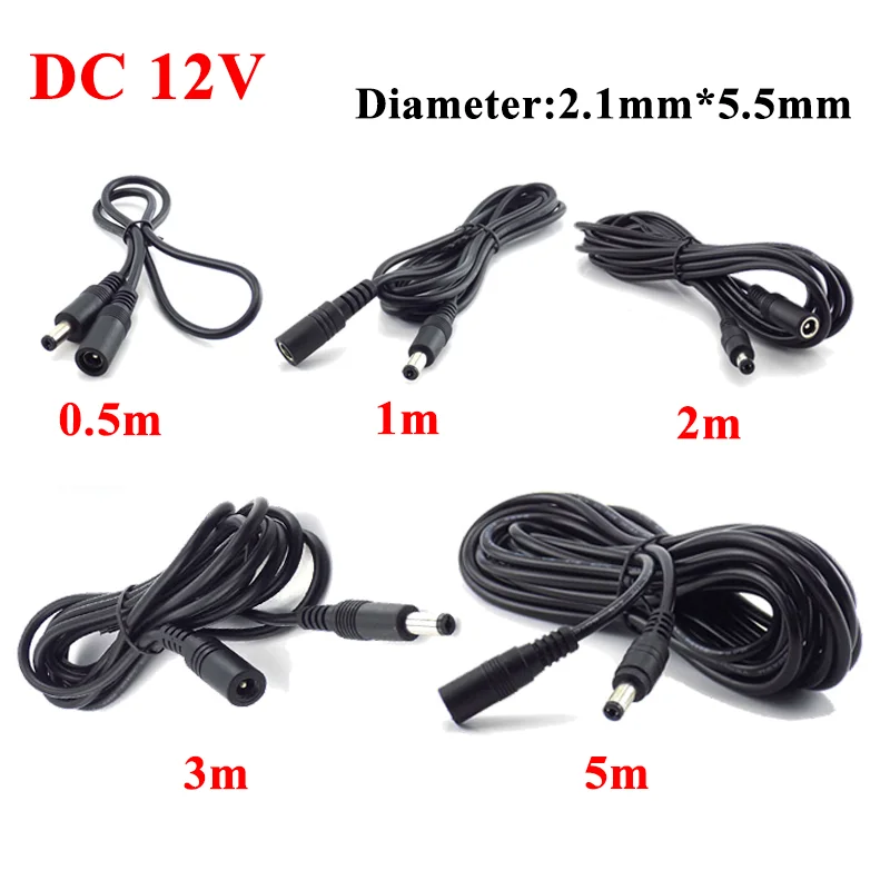Удлинительный кабель постоянного тока 2 1*5 5 мм Штекерный и гнездовой шнур 1 м 3 4 М