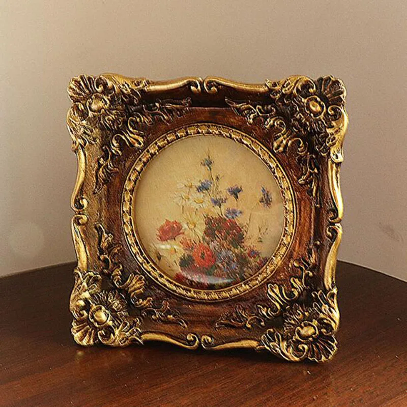 

Рельефная квадратная фоторамка в европейском ретро-стиле, рамка для фотографий, настольные украшения для офиса, Декор для дома