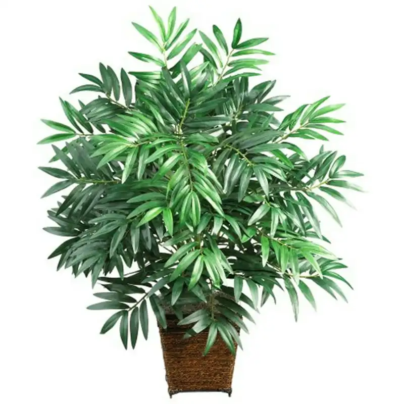 

Green Bamboo with Wicker Basket Silk Plant