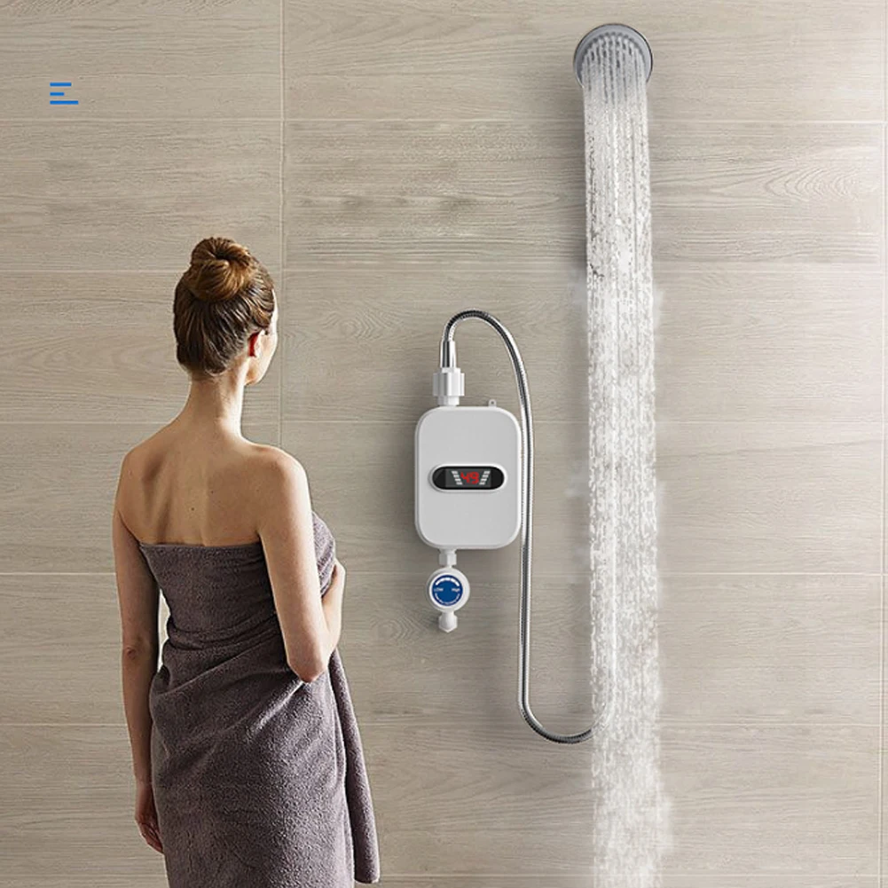 3500w mini tankless lcd digital water heater instant waterproof hot faucet kitchen heating thermostat intelligent energy saves free global shipping