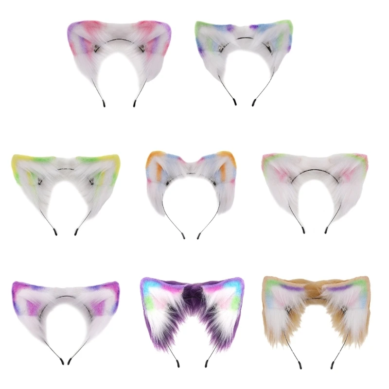 

N58F Woman Plush Cat Ears Headband Carnivals Cosplay Anime Character Hair Decors