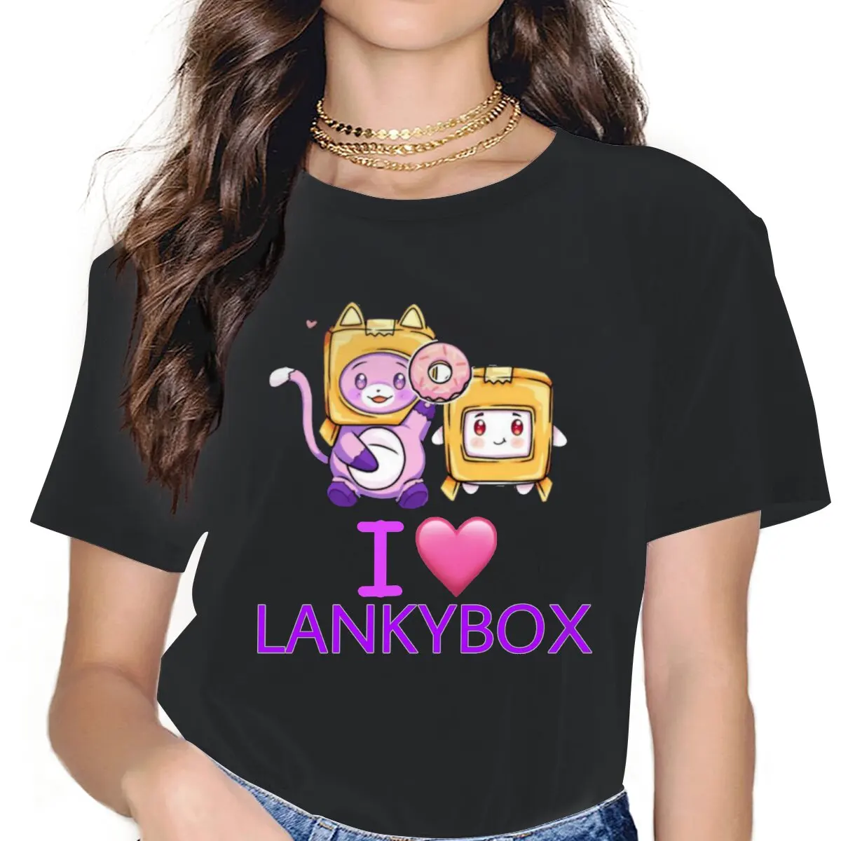 

Cute Love Women Tshirts Lanky Box Gothic Vintage Female Clothing Loose Cotton Graphic Short Sleeve