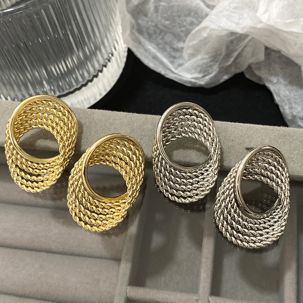 Женские серьги-гвоздики AENSOA большие геометрические серьги золотого и