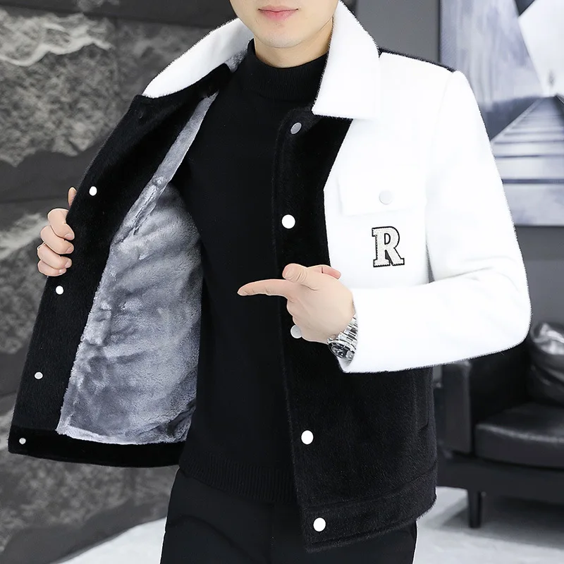Мужская одежда осенне-зимние шерстяные куртки из золотой норки утепленный
