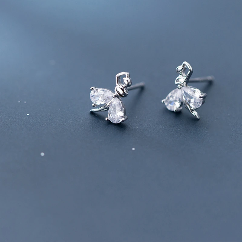 Серьги-гвоздики женские из серебра 925 пробы с фианитом АААА | Украшения и