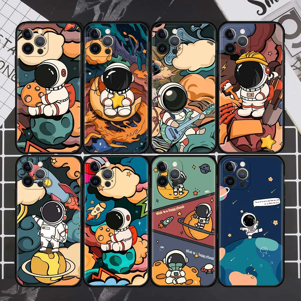 

Star Astronaut Cute Funda Case For Apple iPhone 13 11 12 Pro 7 XR X XS X Max 8 6 6S Plus 5 5S SE 2020 Silicone Phone Coque