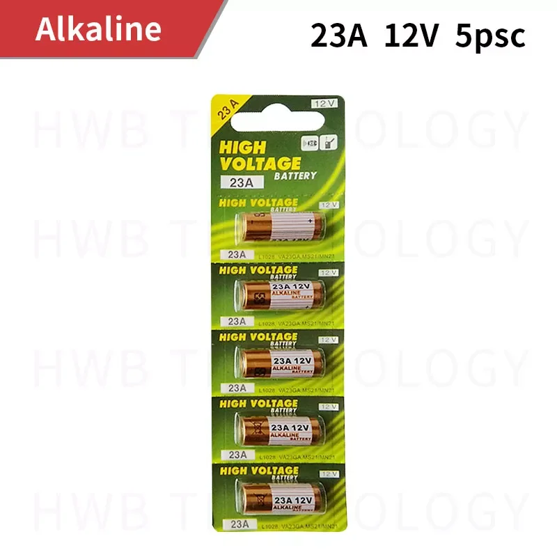 

5pcs/Lot 12V 23A Ultra Alkaline Battery High Voltage Battery A23 V23GA MN21 For Calculators /Keyfob Remotes /Alarms