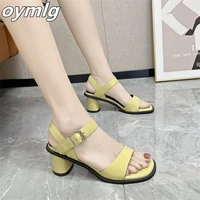 net red fashion simple sandals 2022 summer new womens shoes buckle thick heel comfortable temperament lady sandals pumps
