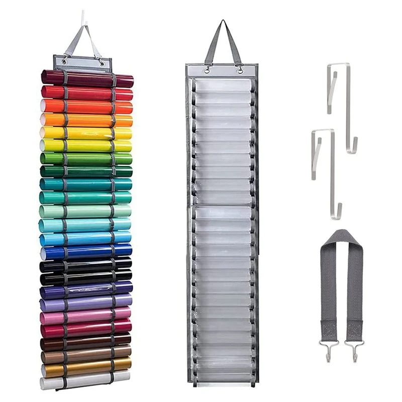 

Vinyl Roll Organizer 24 Slots Vinyl Storage Rack Holder Space Saving Bag Craft Wall Mounted Hanging Storage Bag