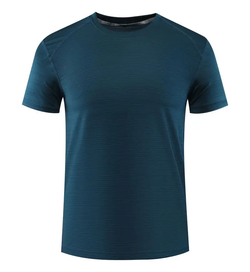 

Navy Blue Short Sleeve Breathable Sport T Shirt Men Quick Dry Men's Running Tight-Fitting Tshirt Fitness Gym Top