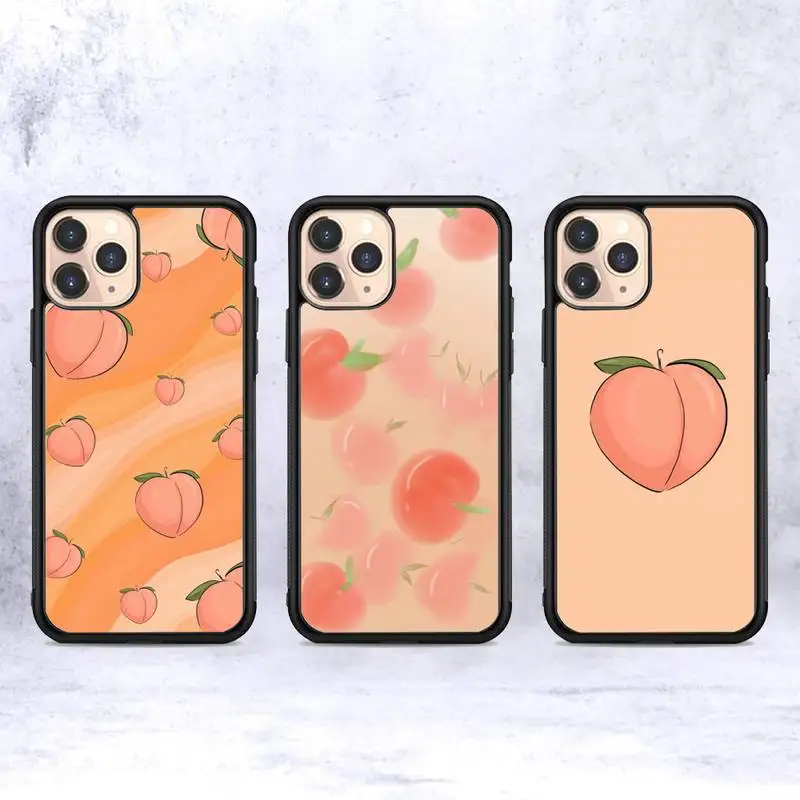 

Summer day Peache Phone Case Silicone PC+TPU Case for iPhone 11 12 13 Pro Max 8 7 6 Plus X SE XR Hard Fundas