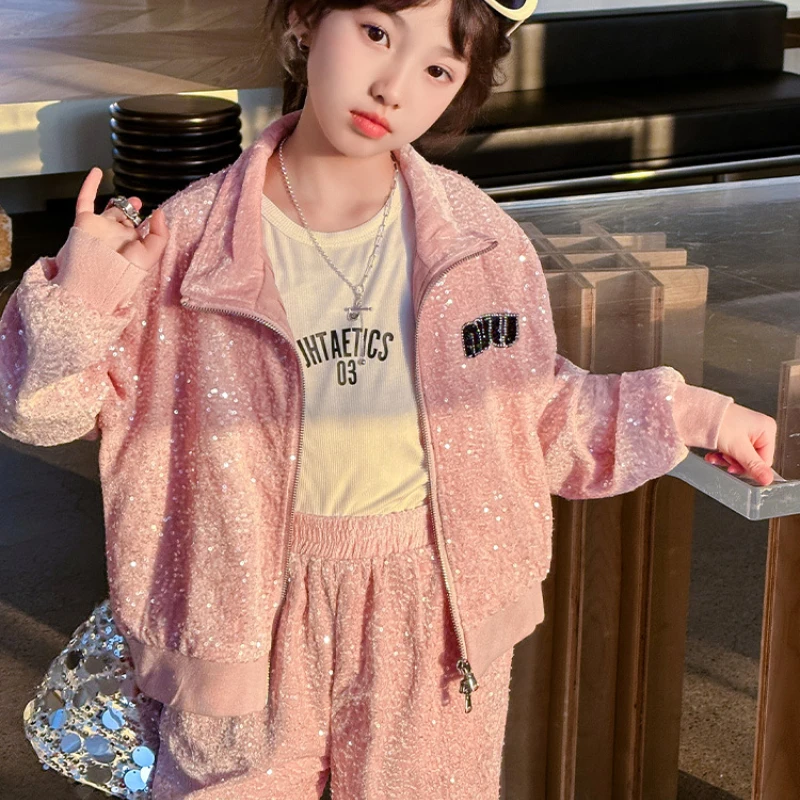 Костюм для девочек новинка 2024 спортивная одежда в западном стиле отдыха