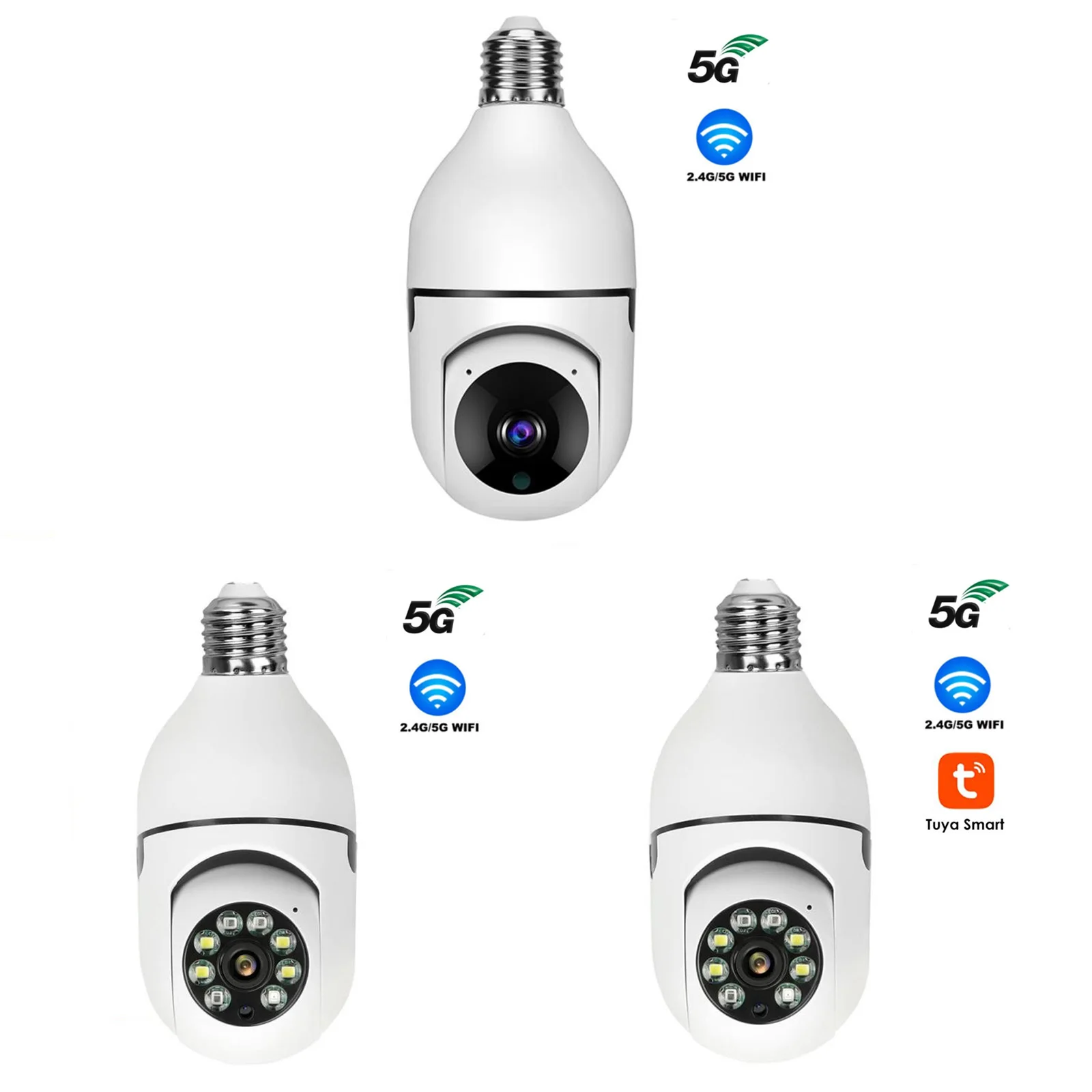 

5G Wifi E27 Bulb Surveillance Camera Night Vision Full Color Automatic Human Tracking 4X Digital Zoom Video Security Monitor Cam
