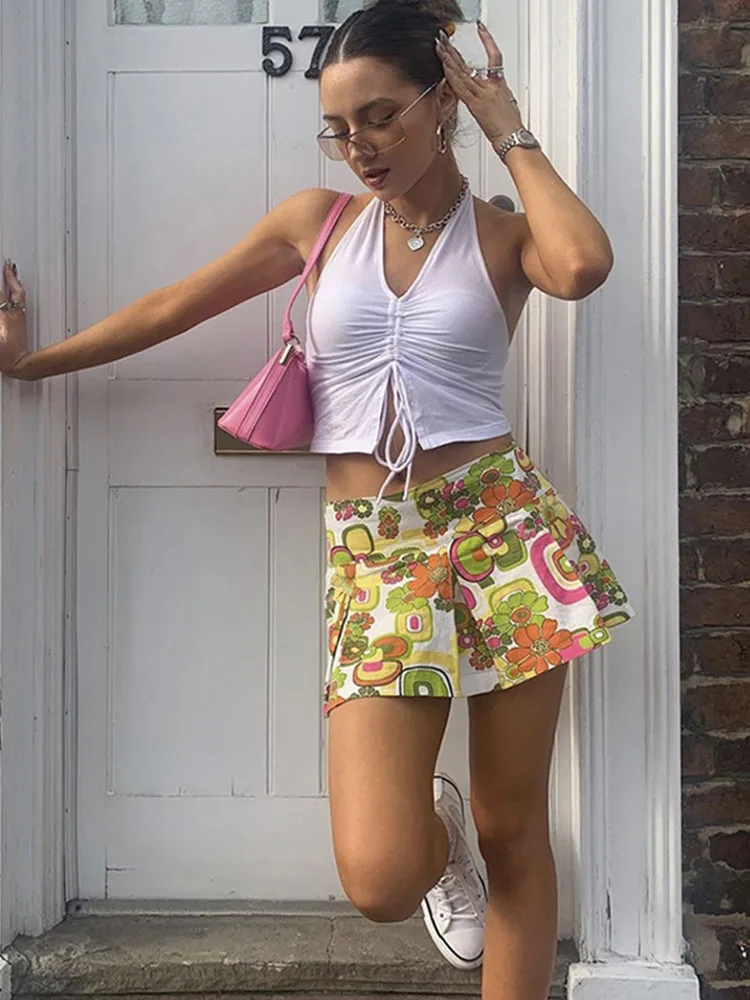 Женский укороченный топ на шнуровке черный облегающий Топ без рукавов с лямкой