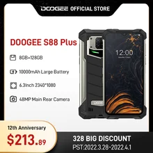 DOOGEE S88 Plus Rugged SmartPhone 48MP Main Camera 8GB RAM 128GB ROM IP68/IP69K smart phone Android 10 OS Global version