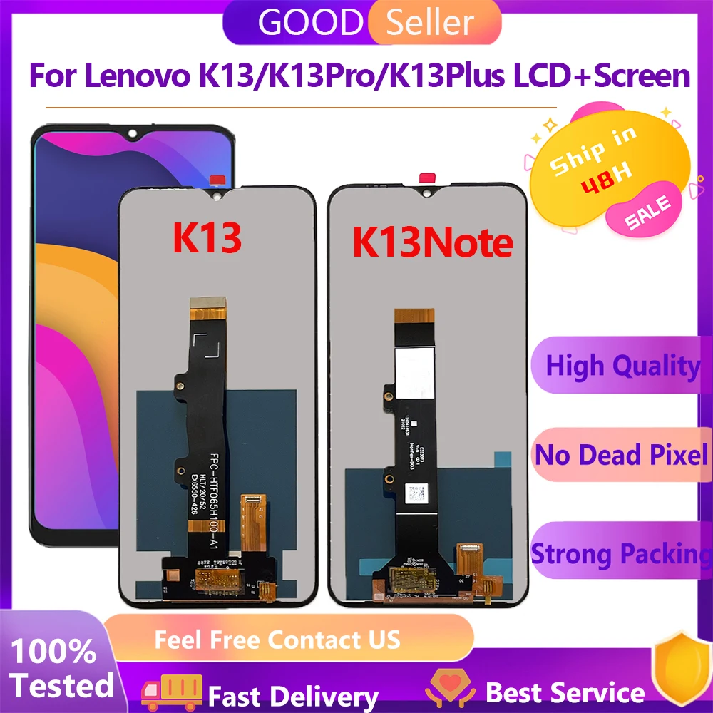 Черный Для Lenovo K13 / K13 Note / K13 Pro XT2129-3, ЖК-дисплей, сенсорная панель, дигитайзер в сборе, черный для Lenovo K13 / K13
