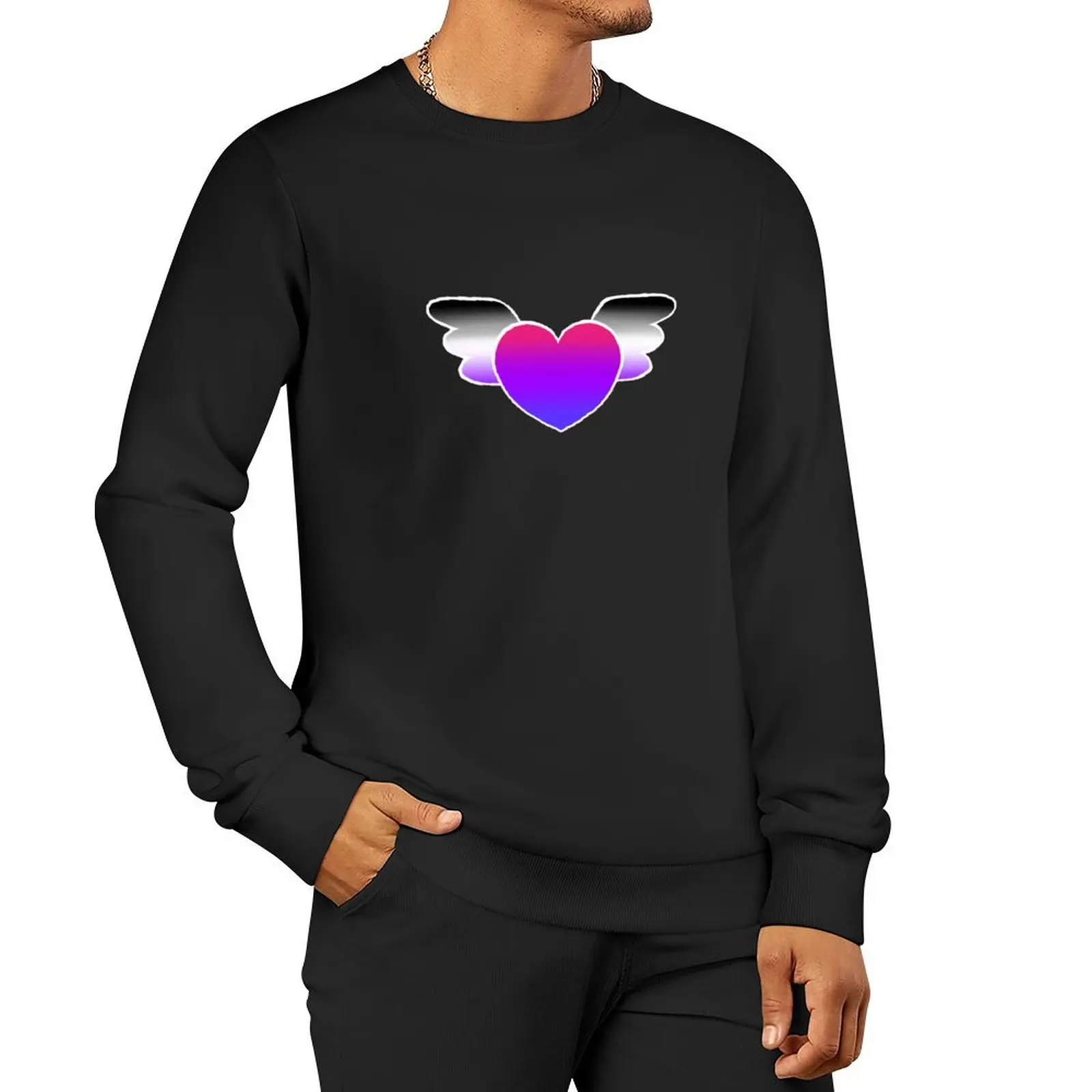 Пуловер с капюшоном Biromantic Heart with Asexual Wings осенняя одежда новинки осени новые