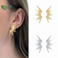 yuxintome 925 sterling silver ear needle gold angel wings stud earring for women geometric irregular rock punk jewelry gift