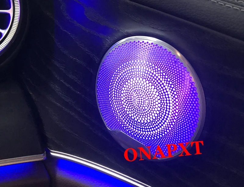 Фото Окружающий свет для Benz C W205 GLC X253 E W213 Coupe W238 Декоративная MB Два стиля Светодиодная крышка дверного динамика Металлическая средняя лампа №4