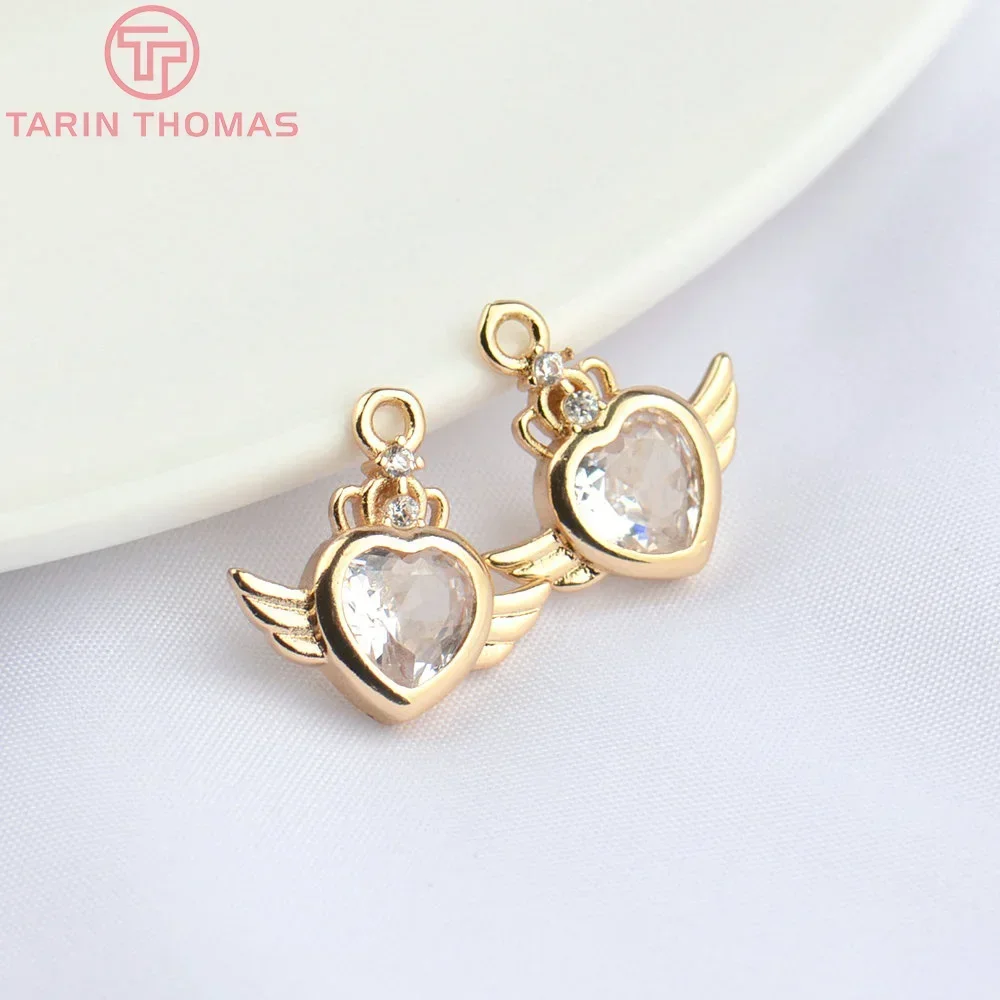 (4833) 10 шт. 14 5x12 мм 24 К цвет шампанского золото латунь с цирконом подвески в форме