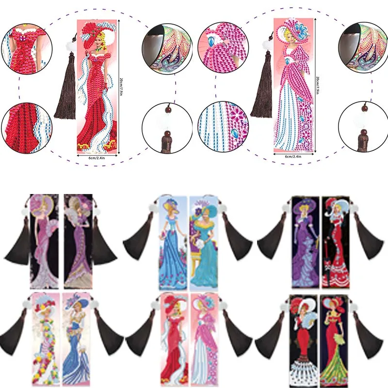 

5D DIY Diamond Painting Bookmark Beauty Woman Lady Special Shaped Diamond Art Mosaic Kits Leather Tassel Book Marks Crafts Gifts