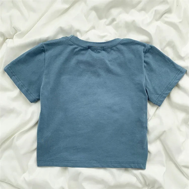 Американская винтажная укороченная футболка с короткими рукавами и круглым