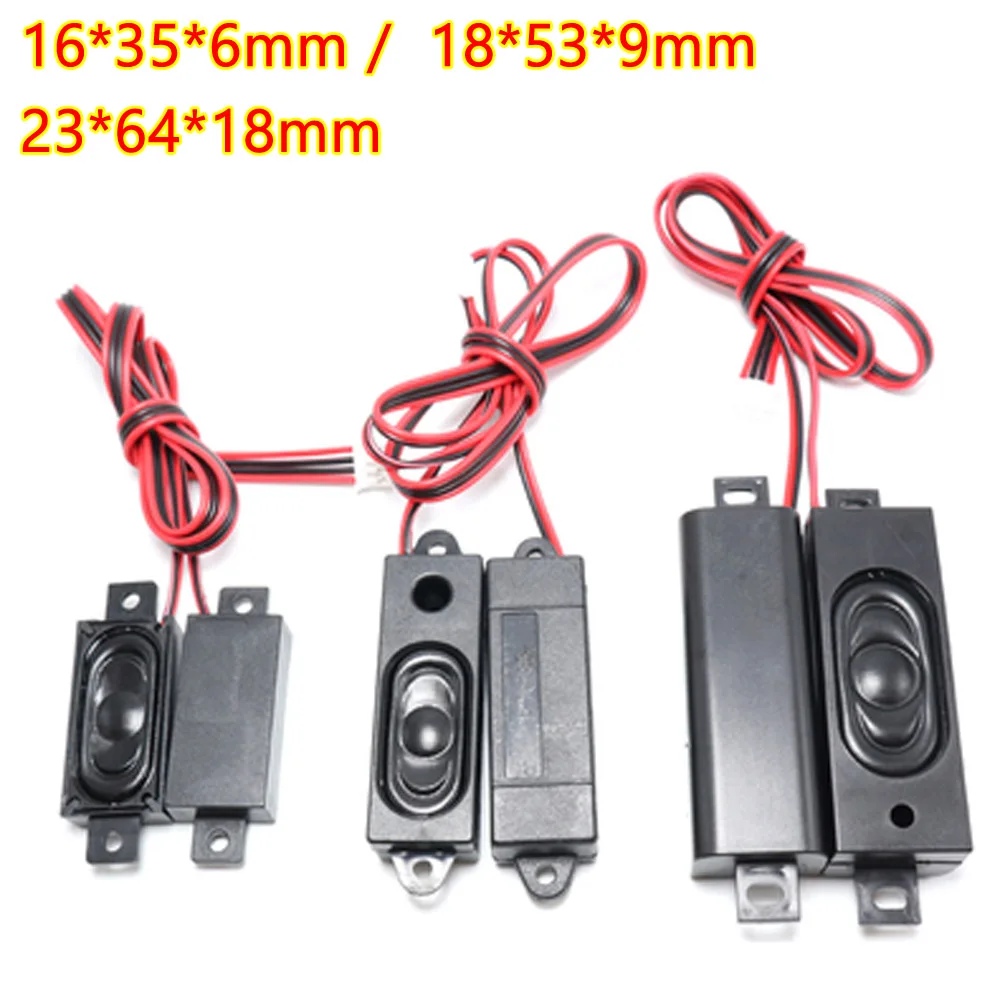 

1Pair LCD Monitor/TV Speaker Connector Horn 2W 8R 1853 1635 2364 Loud speaker 16*35*6mm/18*53*9mm/23*64*18mm thickness 18MM