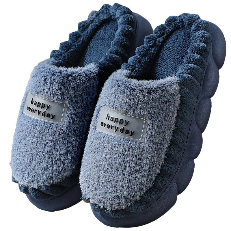 

Winter Warm Slippers Men Fashion Home Slippers Flats Soft Non-Slip Male Indoor Cotton Shoes Fluffy Fur Man House Slipper Slides