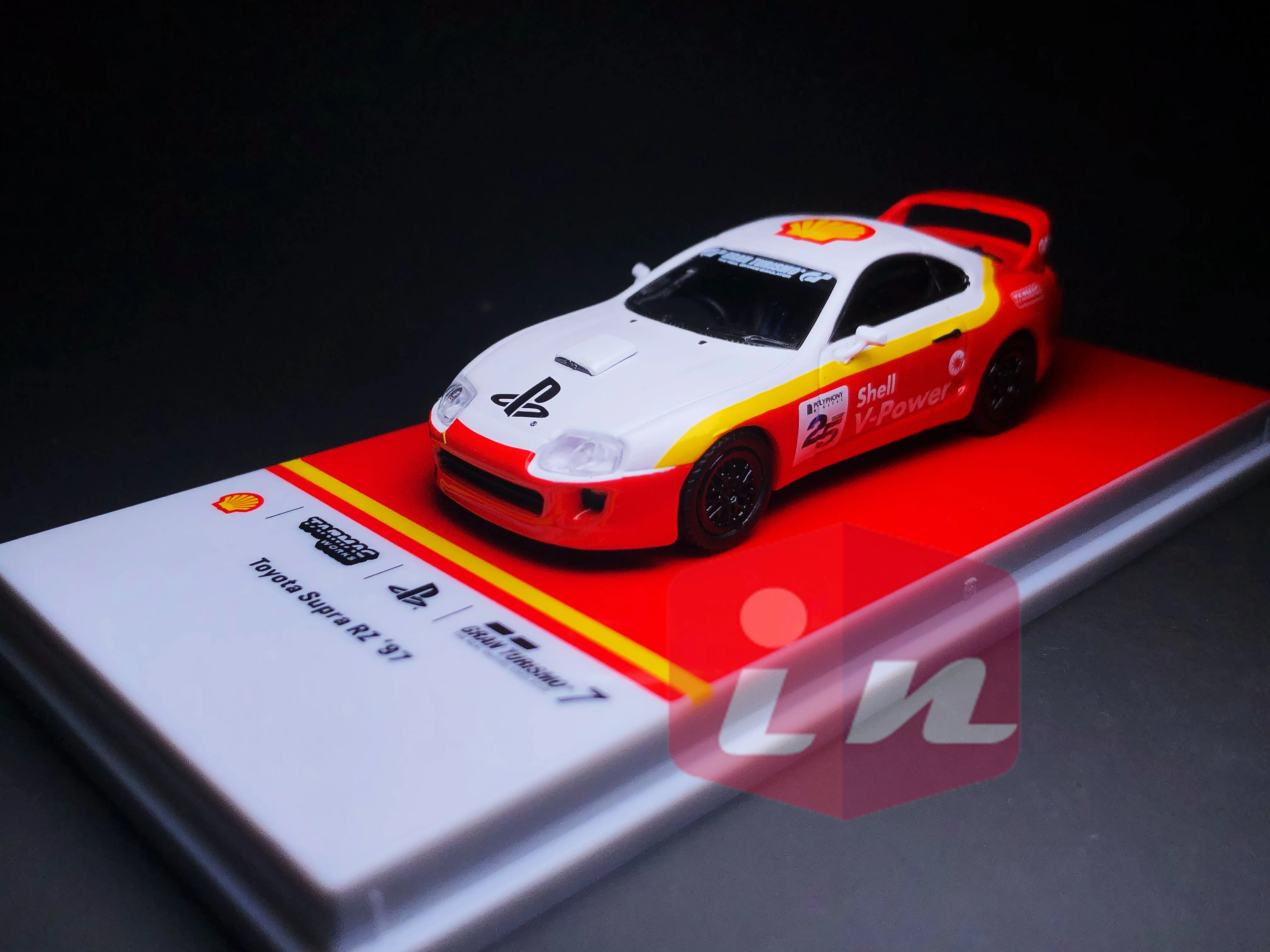 

Tarmac Works 1/64 Shell Gran Turismo 7 x JDM Collection Supra RZ '97 Diecast Model Car Limited Edition