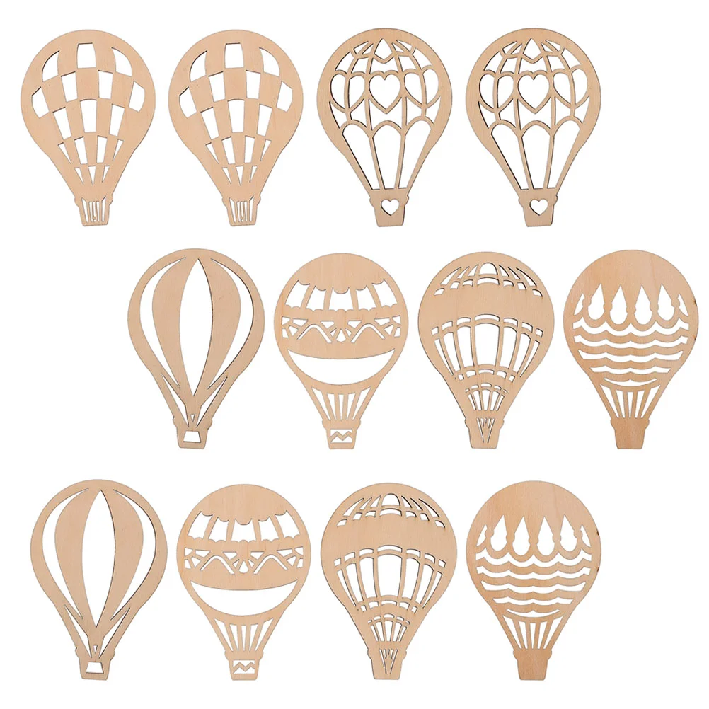 

24Pcs Graffiti Wooden Slices Wall Hanging Pendents Hot Air Balloon Design Chips for Parents School Household