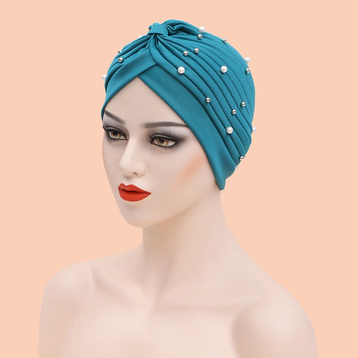 

CSBL Women Turban Head Wrap Pre-Tied Bonnet Beanie Hat Sleeping Cap Headwrap Hijab Beading Pearl Braid bonnets African Hat