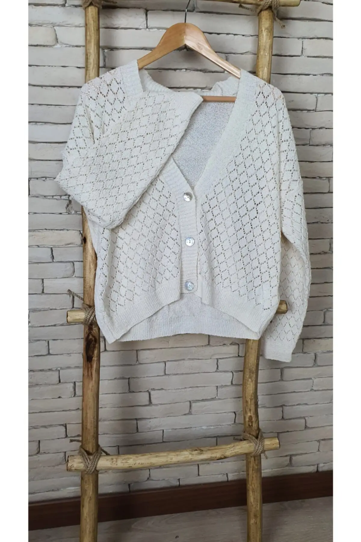 

Women's Cardigan Ecru Perforated Knitted Knitted Quality Fashion Cardigan Sweaters Loose Sweater Sweater Sweater Jumper