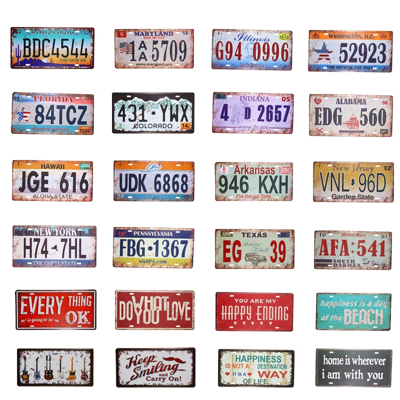 

USA Vintage Metal Tin Signs Route 66 Car Number License Plate