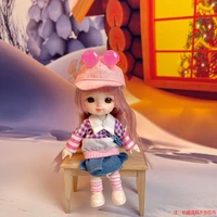 new mini 112 bjd doll fashion 13 joints movable 16cm cute boy girl diy dress up doll set 3d blue eyes childrens birthday toy