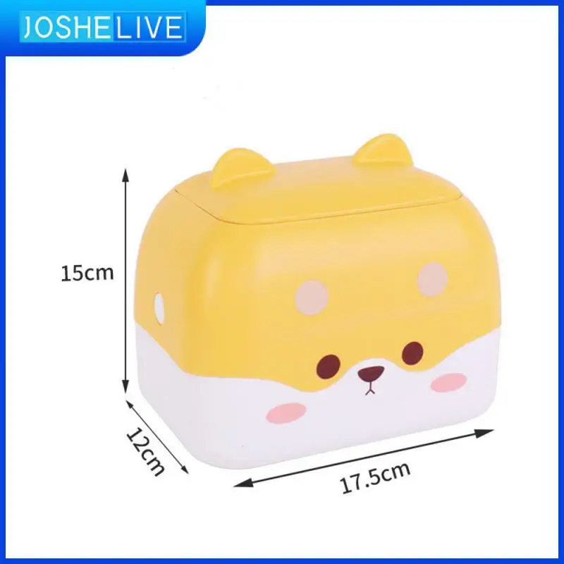 

17.5×12×15cm Cartoon Desktop Storage Box Cute Appearance Trash Bin Tissue Box Waste Bins 1pcs Press Type Garbage Basket Pp