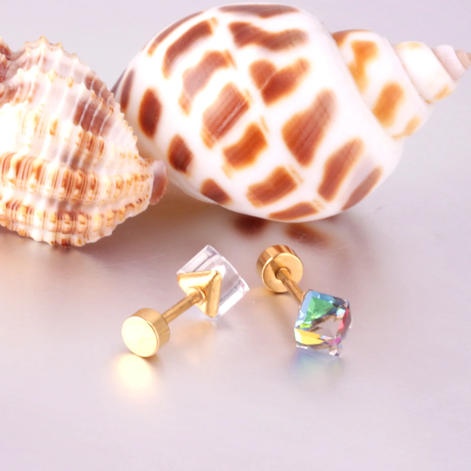 Серьги-гвоздики LUXUSTEEL С Завинчивающейся Застежкой Из Нержавеющей Стали