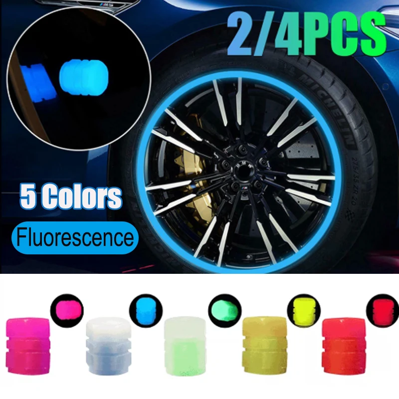 

2/4PCS Luminous Stem Cover Tire Valves CAPs Universal Fluorescent Illuminated Valves Nozzles Decor for Car Motorcycle Bike