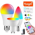 Светодиодная лампа RGB CW Tuya с Wi-Fi, светодиодная лампа-свеча E14, светодиодная лампа 220 В, 110 В, лампа inteligente Alexa e27 gu10 для украшения дома